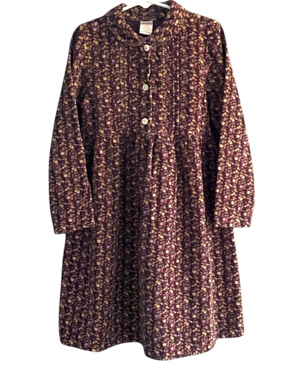 VTG Gymboree Purple Floral Corduroy Dress Size 7
